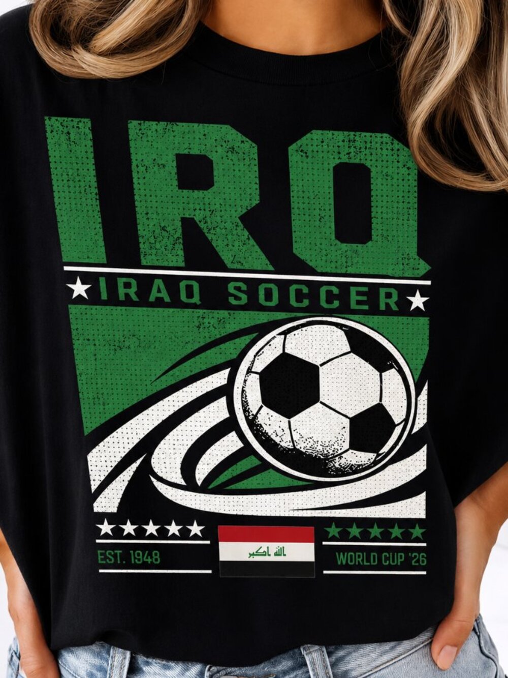Vintage Iraq Soccer Tee, Retro 90s Football Fan Graphic Shirt